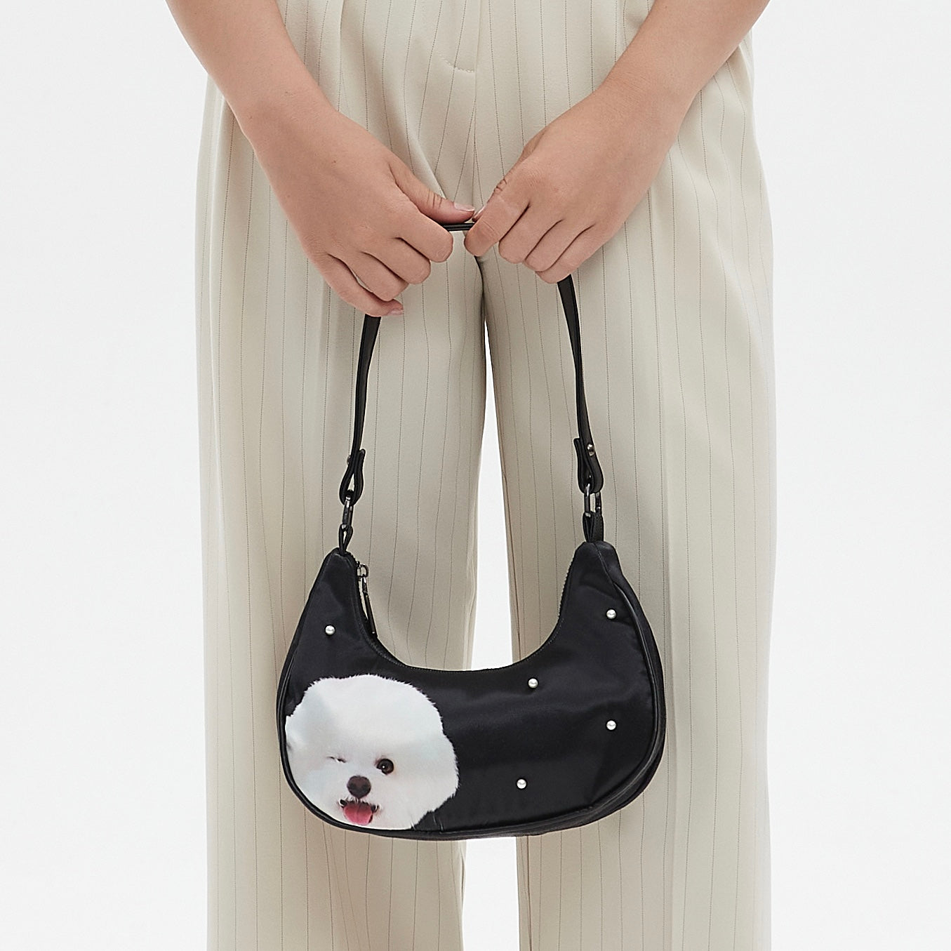 Custom Pearl Satin Shoulder Bag