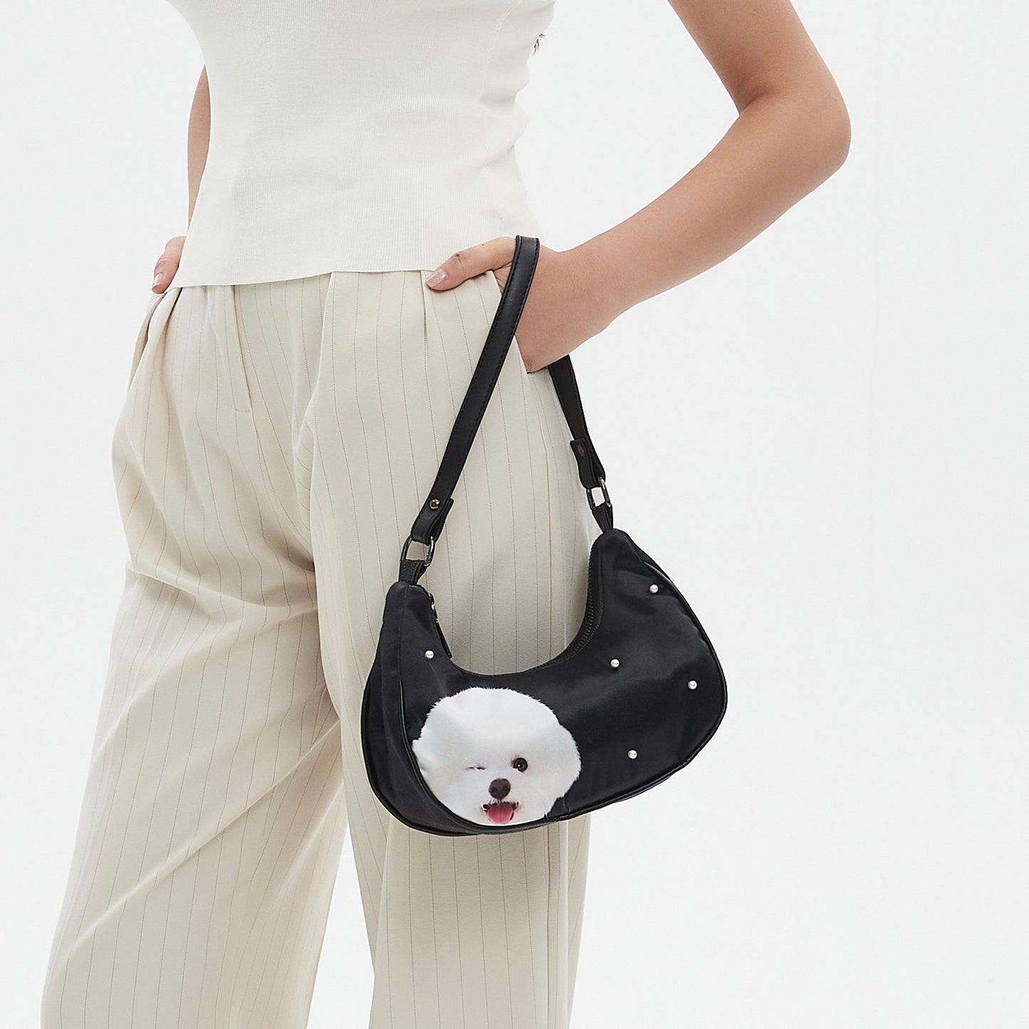 Custom Pearl Satin Shoulder Bag