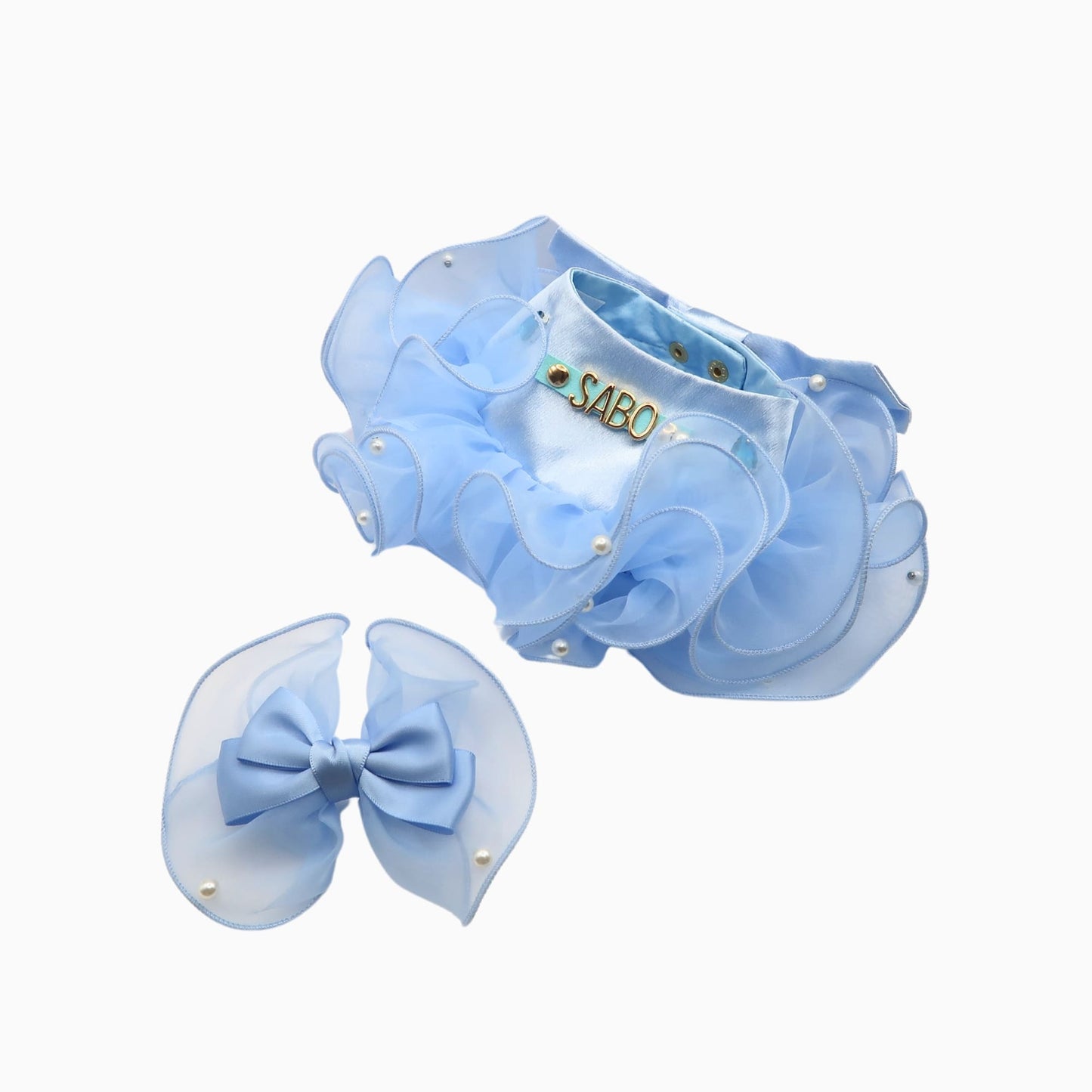Royal Satin Bloom Blue - Custom Pet Bandana