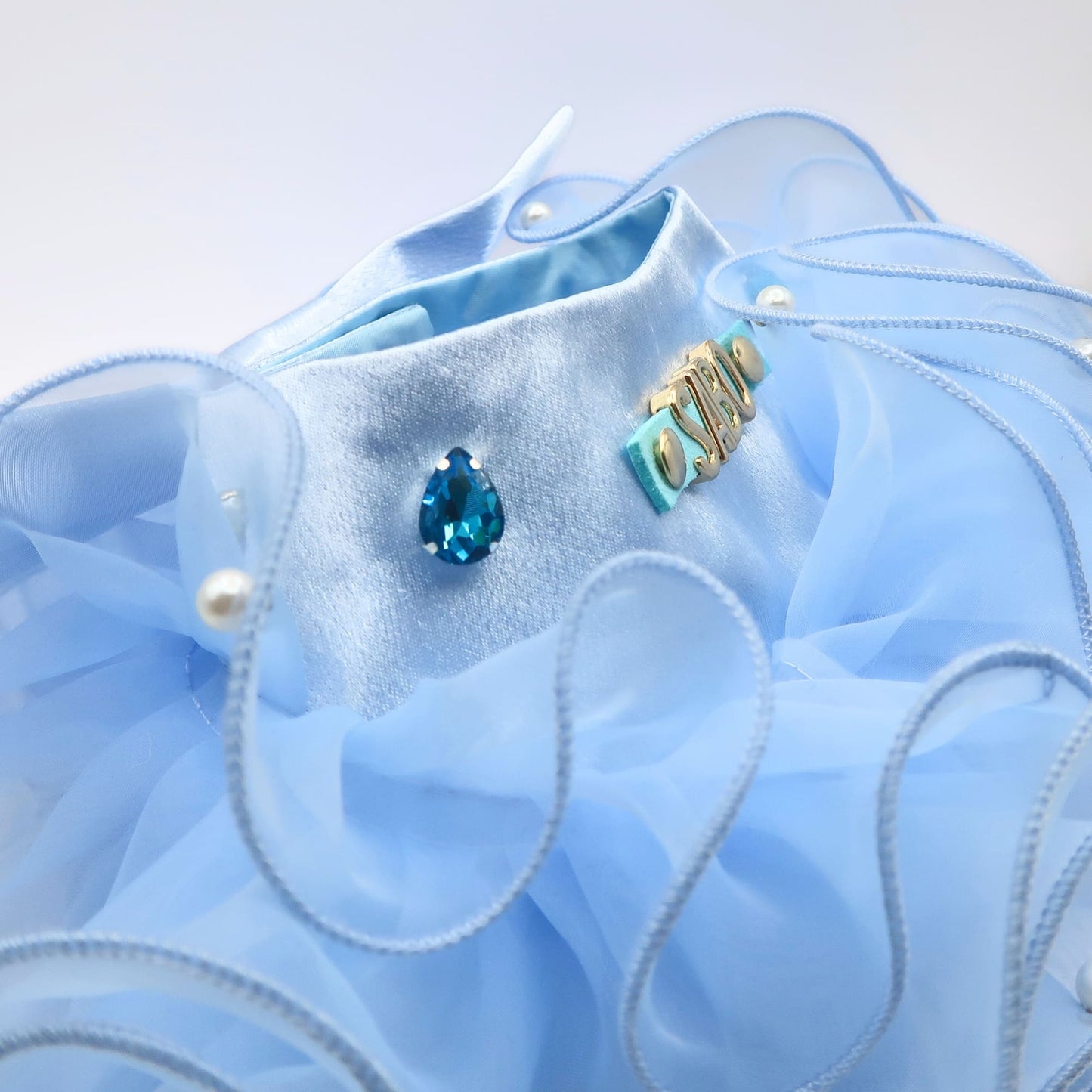 Royal Satin Bloom Blue - Custom Pet Bandana