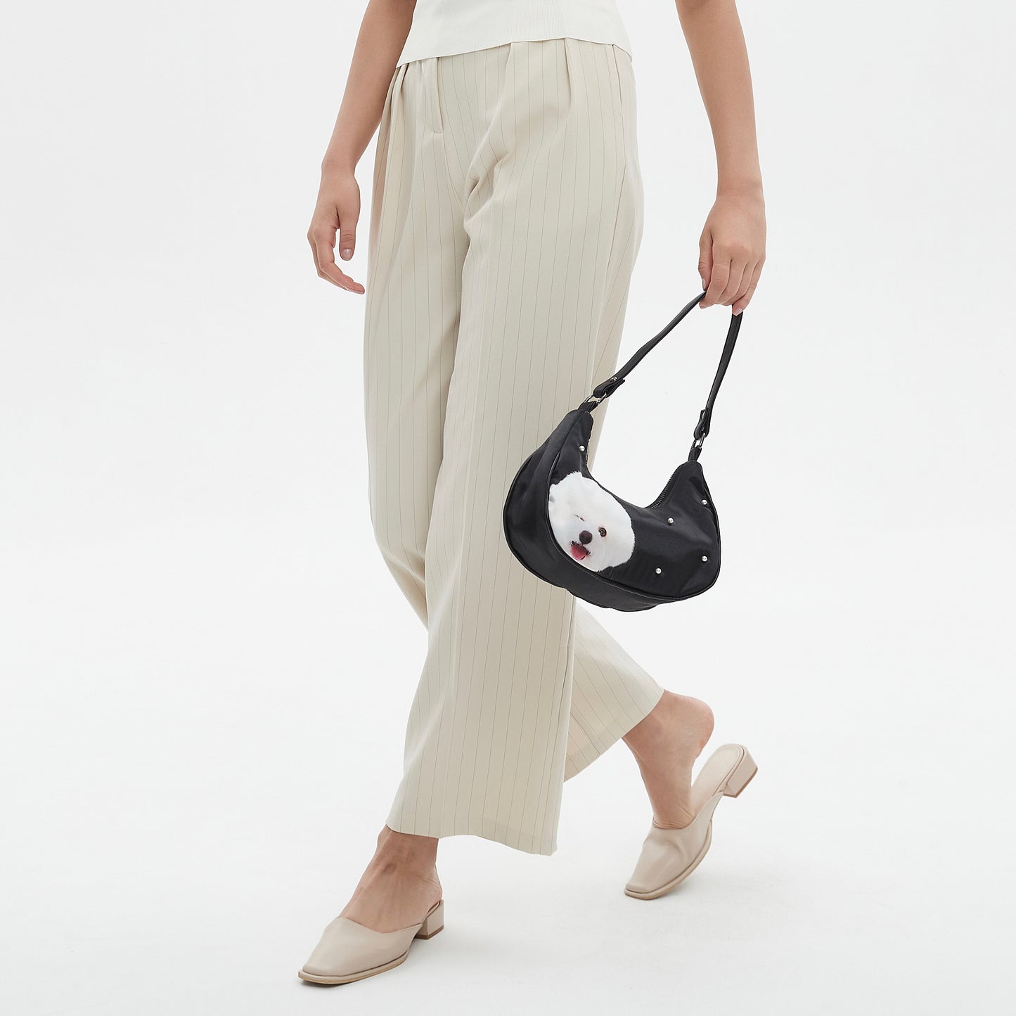 Custom Pearl Satin Shoulder Bag