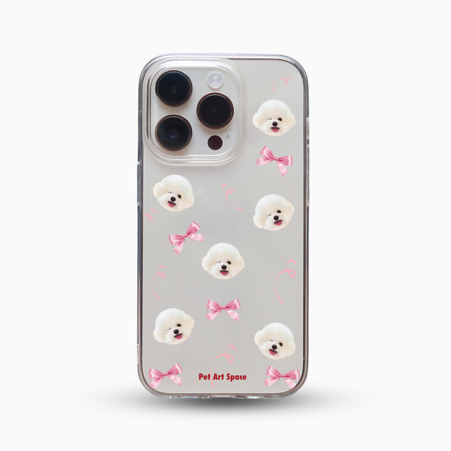 Pink Bow for 1 pet - Soft Clear Case with Camera Uncovered