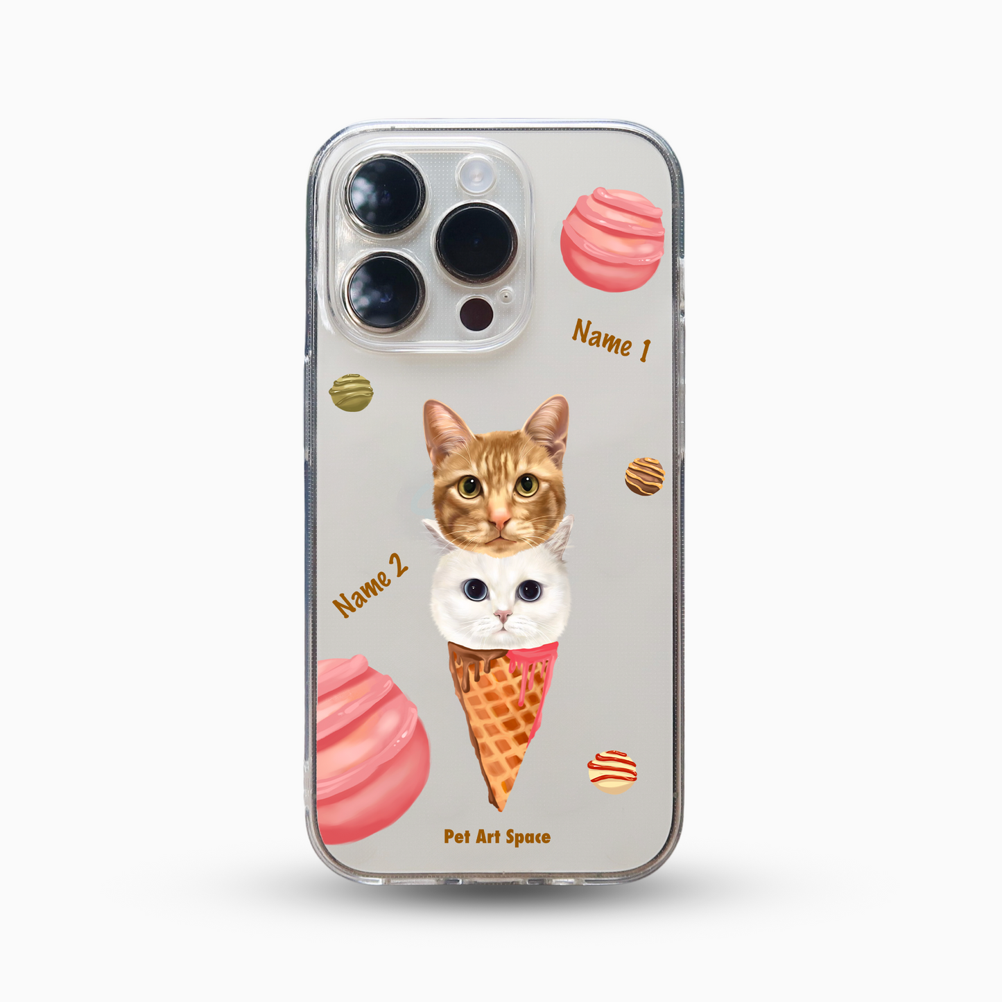 Ice Cream A for 2 Pets - Soft Clear Case with Camera Covered