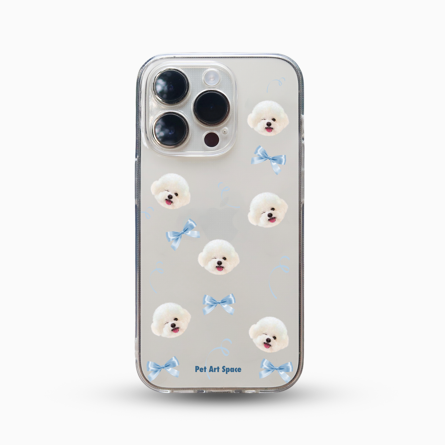 Blue Bow for 1 pet - Soft Clear Case with Camera Covered