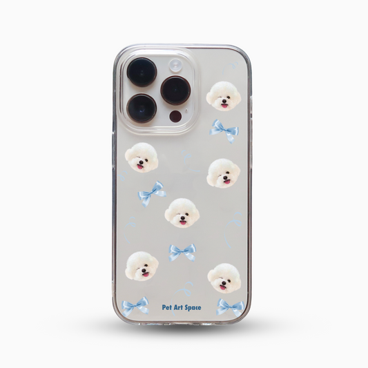 Blue Bow for 1 pet - Soft Clear Case with Camera Uncovered