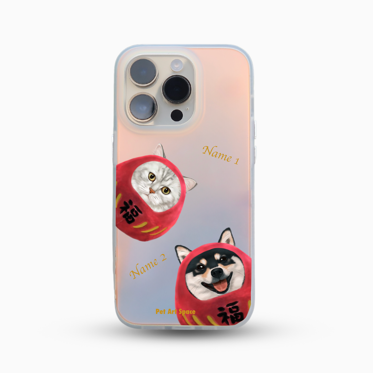 Red Daruma for 2 pets - Golden Light Case