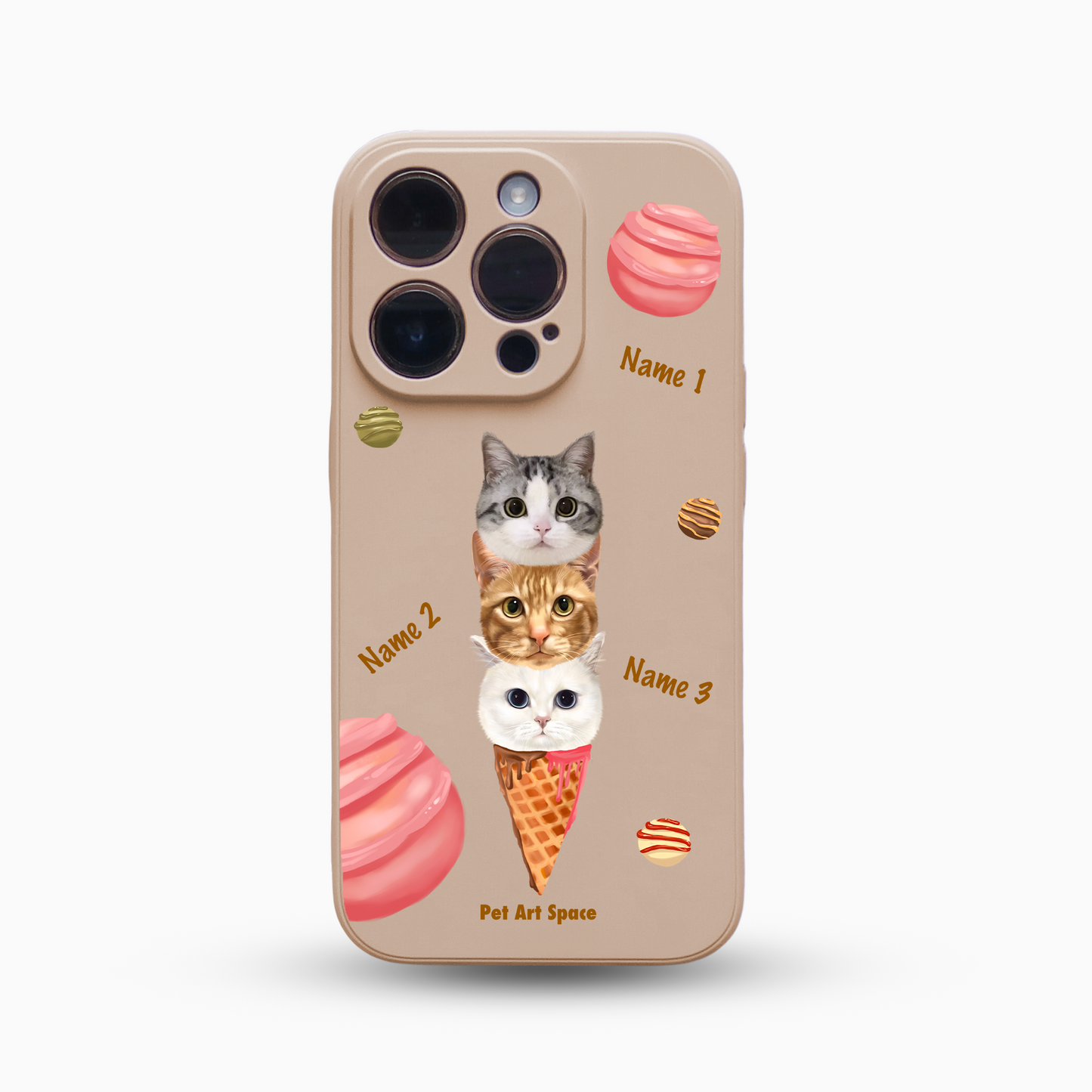Ice Cream for 3 Pets - Silicone Case Beige