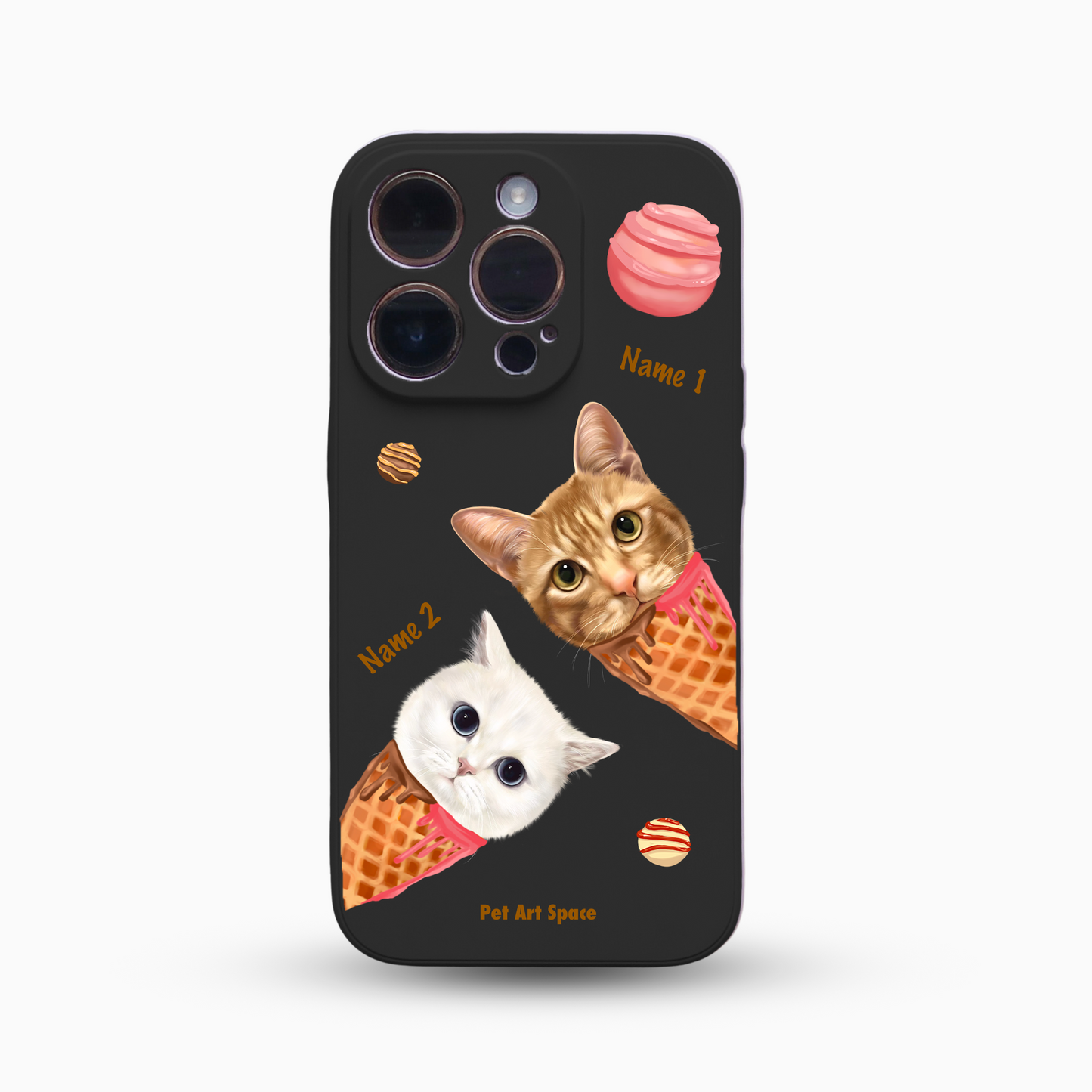 Ice Cream B for 2 pets - Silicone Case Black