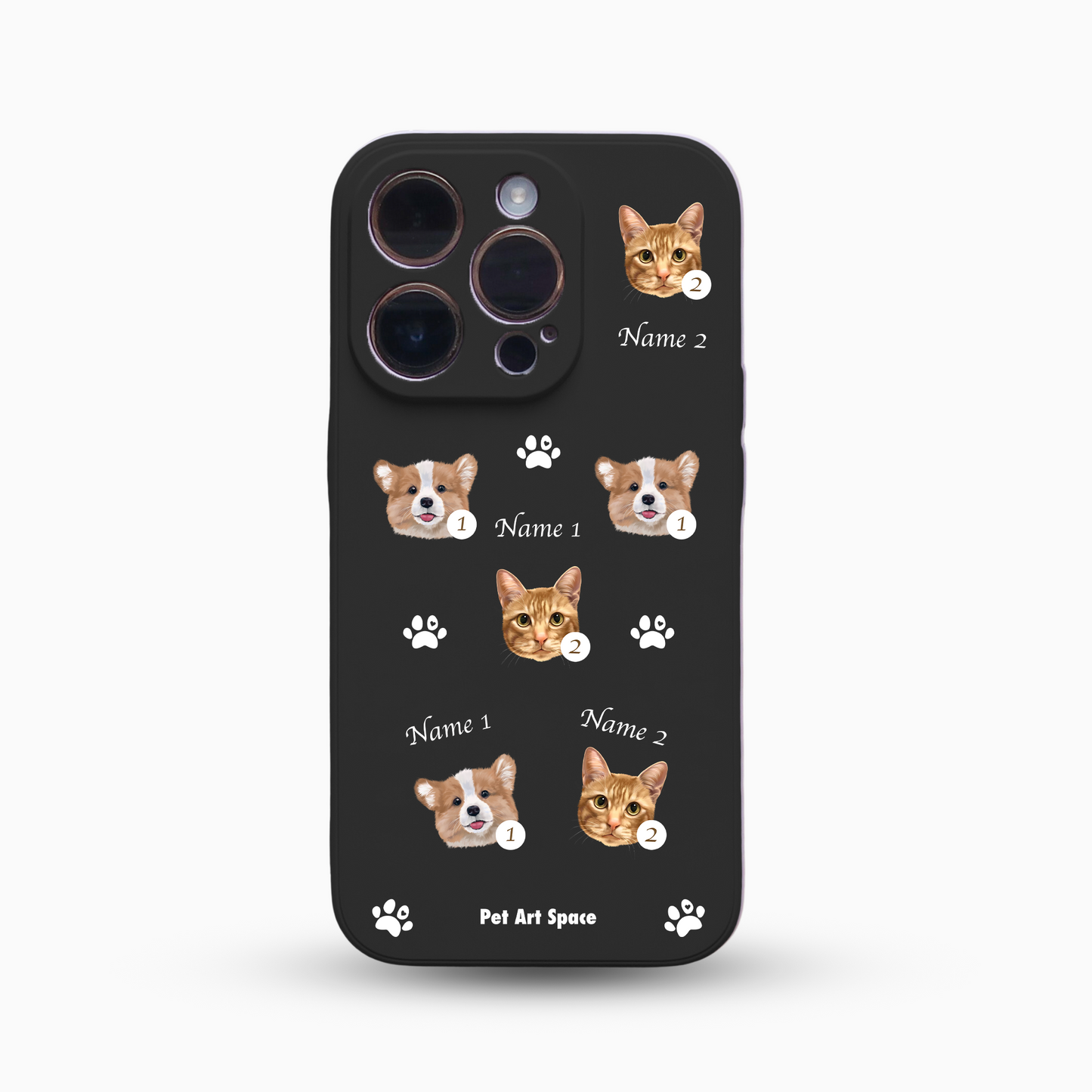 Paws A for 2 Pets - Silicone Case - Black