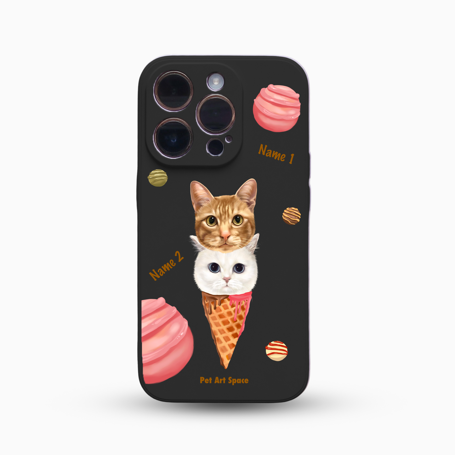 Ice Cream A for 2 Pets - Silicone Case Black