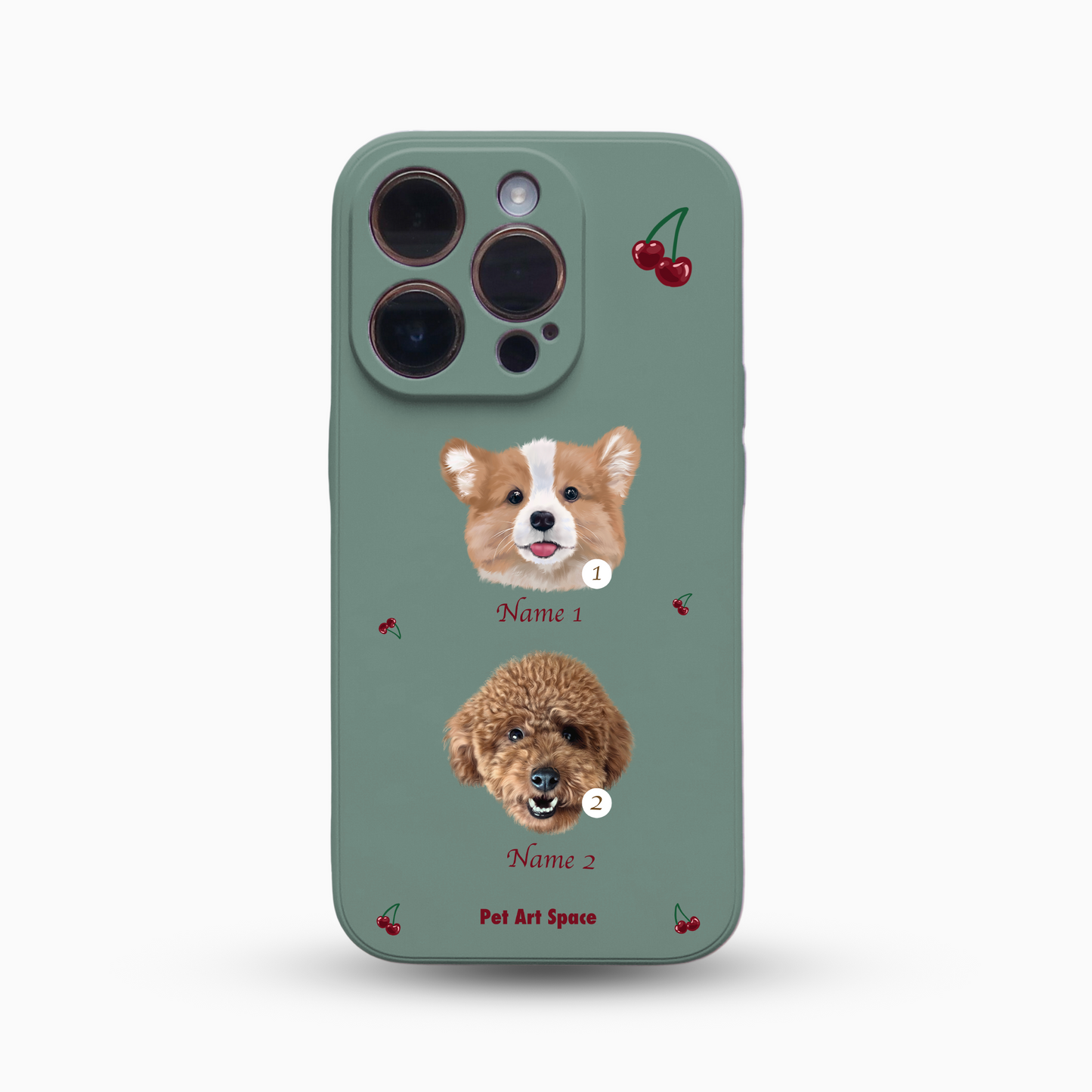 Cherry B for 2 pets - Silicone Case Dark Green