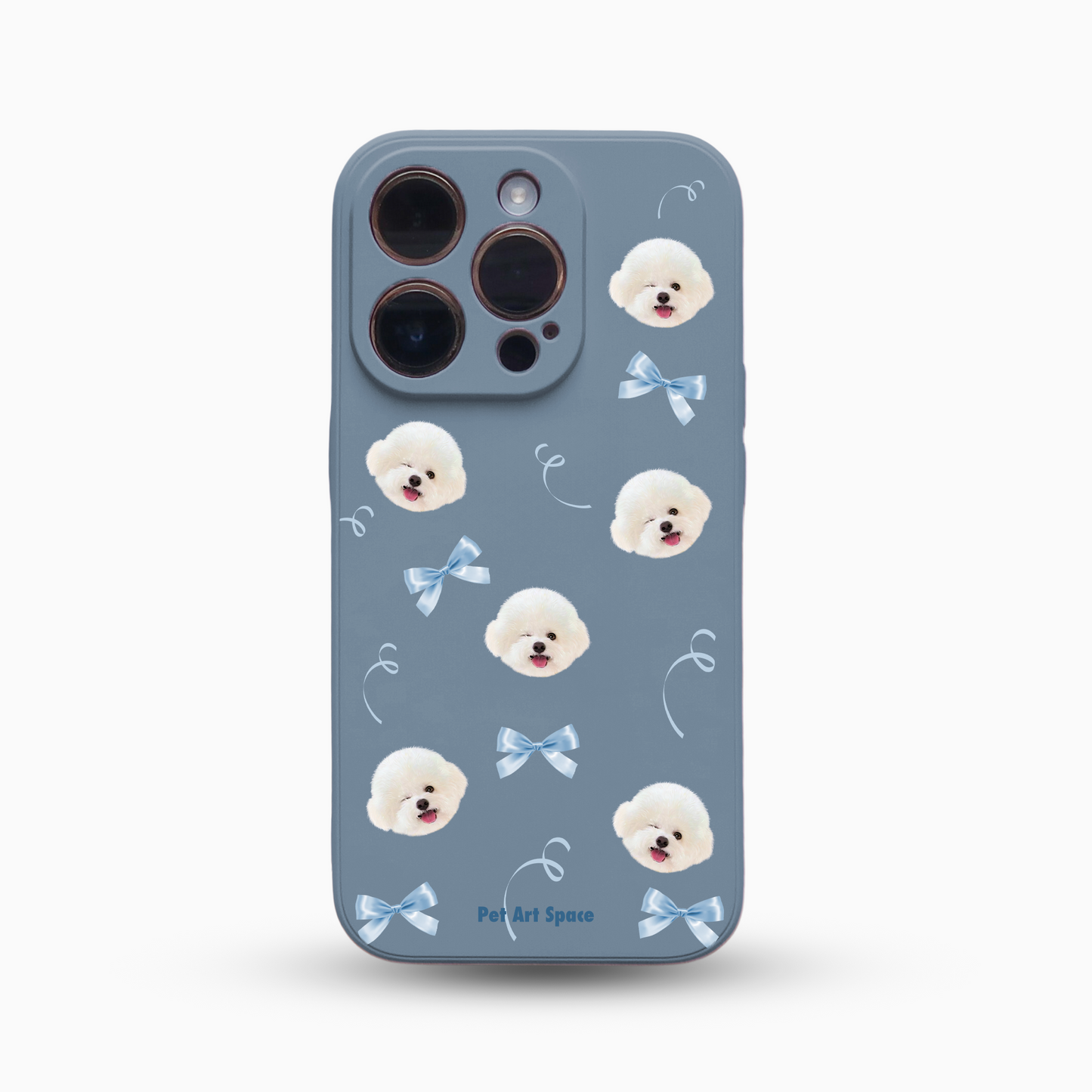 Blue Bow for 1 pet - Silicone Case Dusty Blue