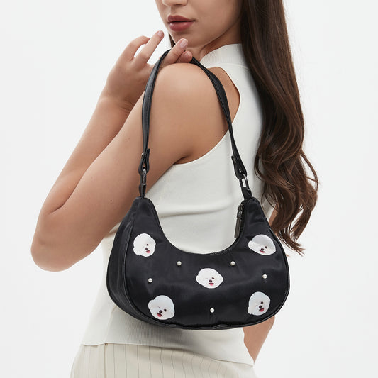 Custom Pearl Satin Shoulder Bag