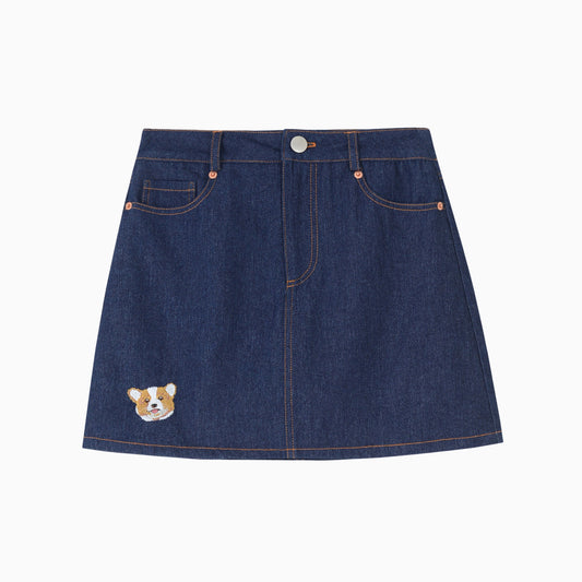 Custom Embroidered Denim Skirt