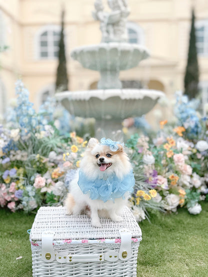 Royal Satin Bloom Blue - Custom Pet Bandana