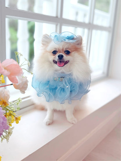 Royal Satin Bloom Blue - Custom Pet Bandana