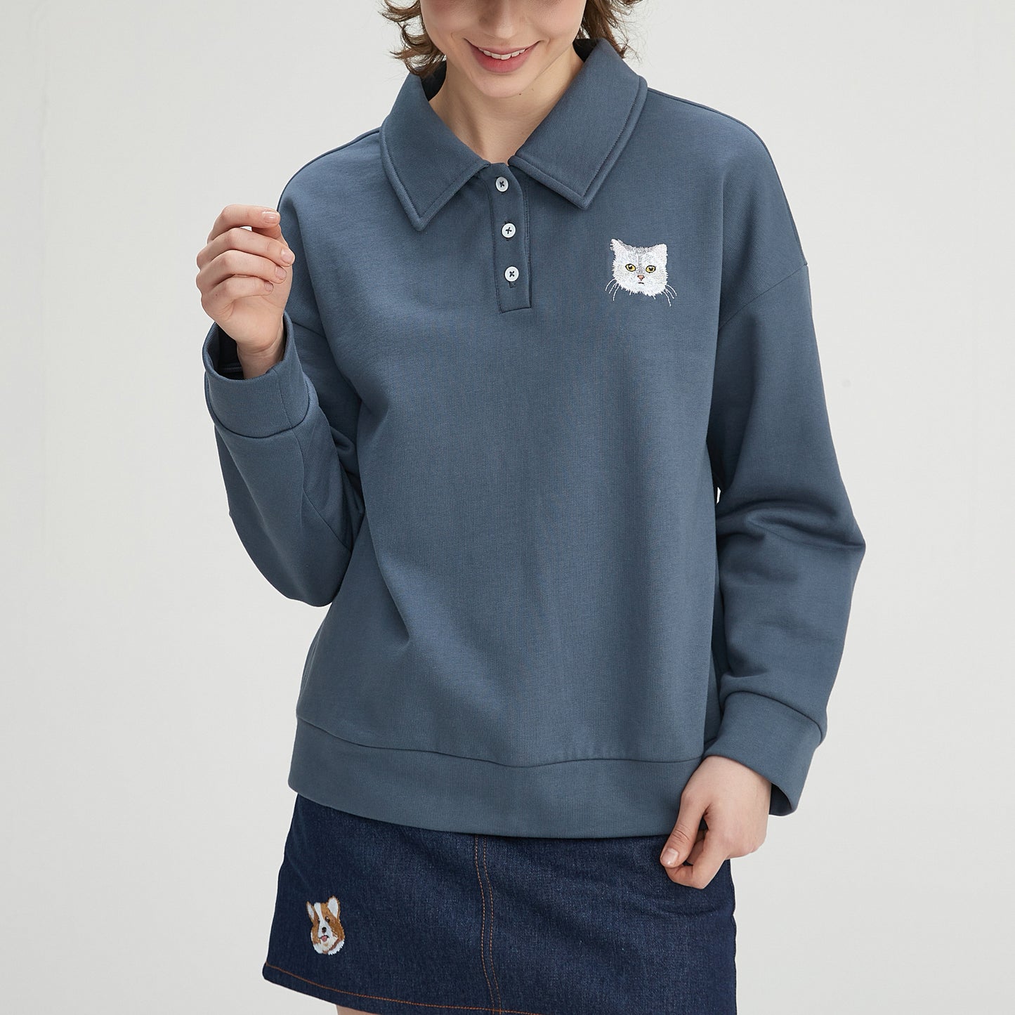 Custom Embroidered Half Button Up Sweatshirt