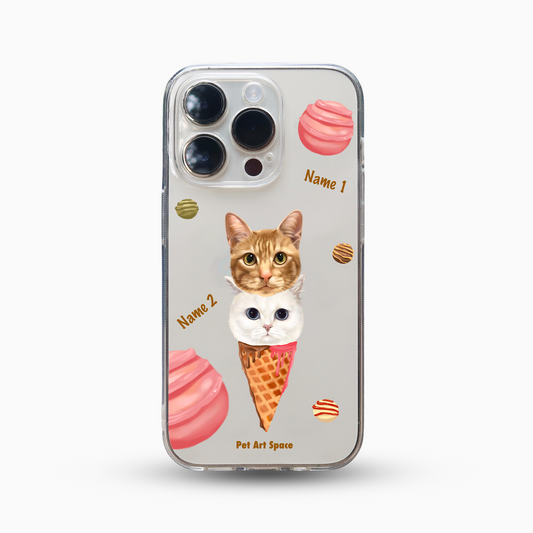 Ice Cream A for 2 Pets - Soft Clear Case with Camera Covered