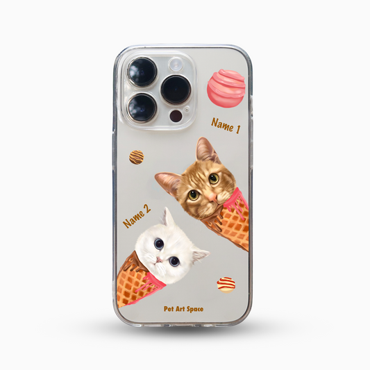 Ice Cream B for 2 pets - Soft Clear Case with Camera Covered