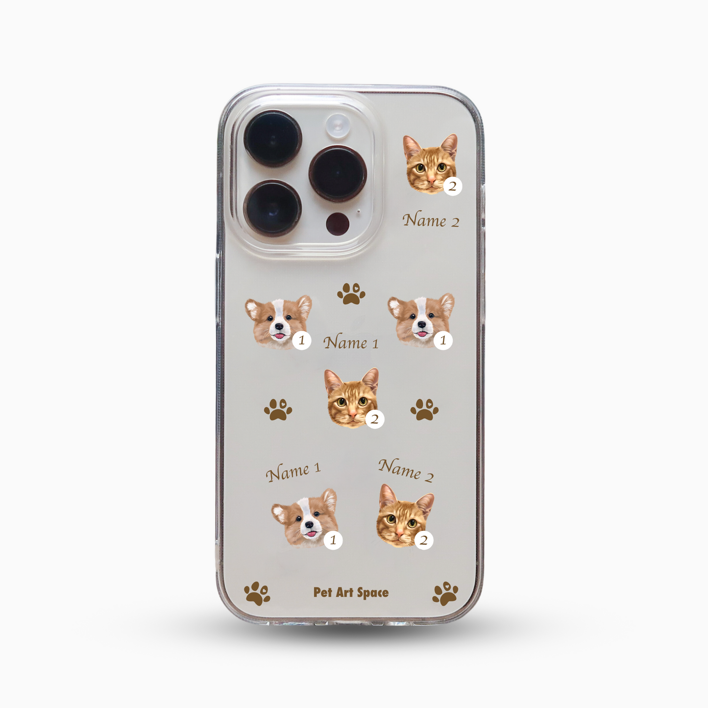 Paws A for 2 pets - Soft Clear Case with Camera Uncovered