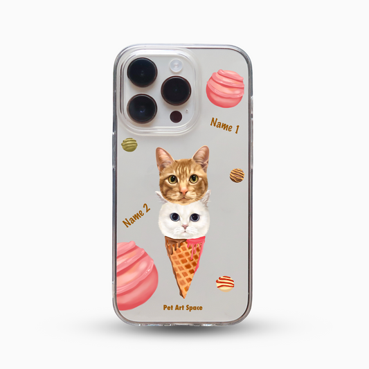 Ice Cream A for 2 Pets - Soft Clear Case with Camera Uncovered