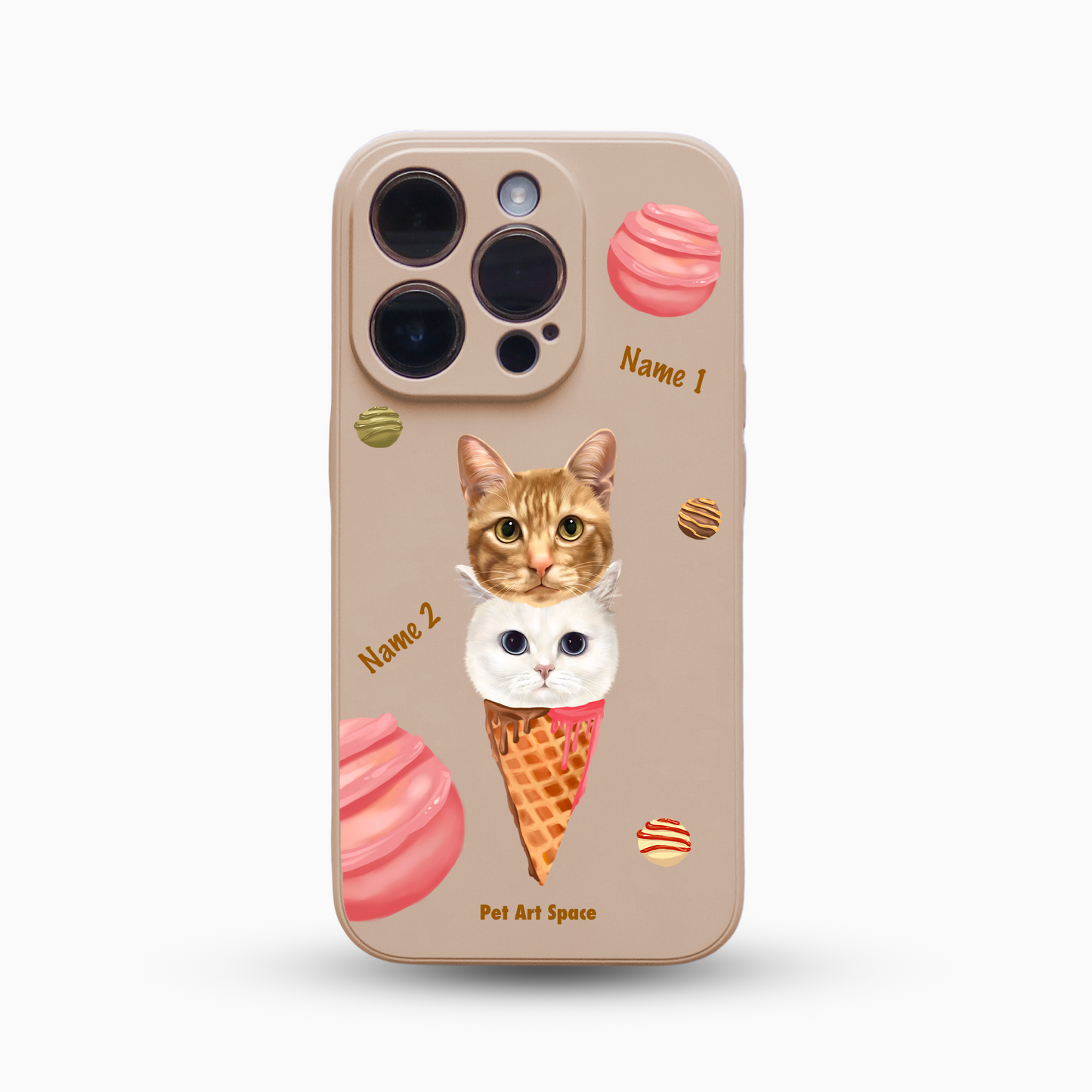 Ice Cream A for 2 Pets - Silicone Case Beige
