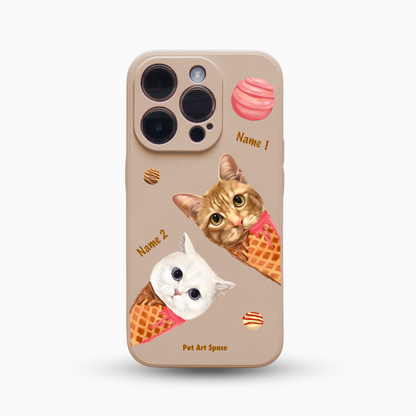 Ice Cream B for 2 pets - Silicone Case Beige