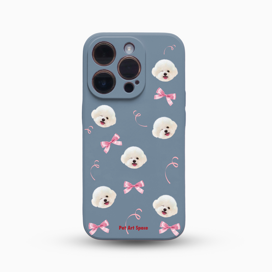 Pink Bow for 1 pet - Silicone Case Dusty Blue