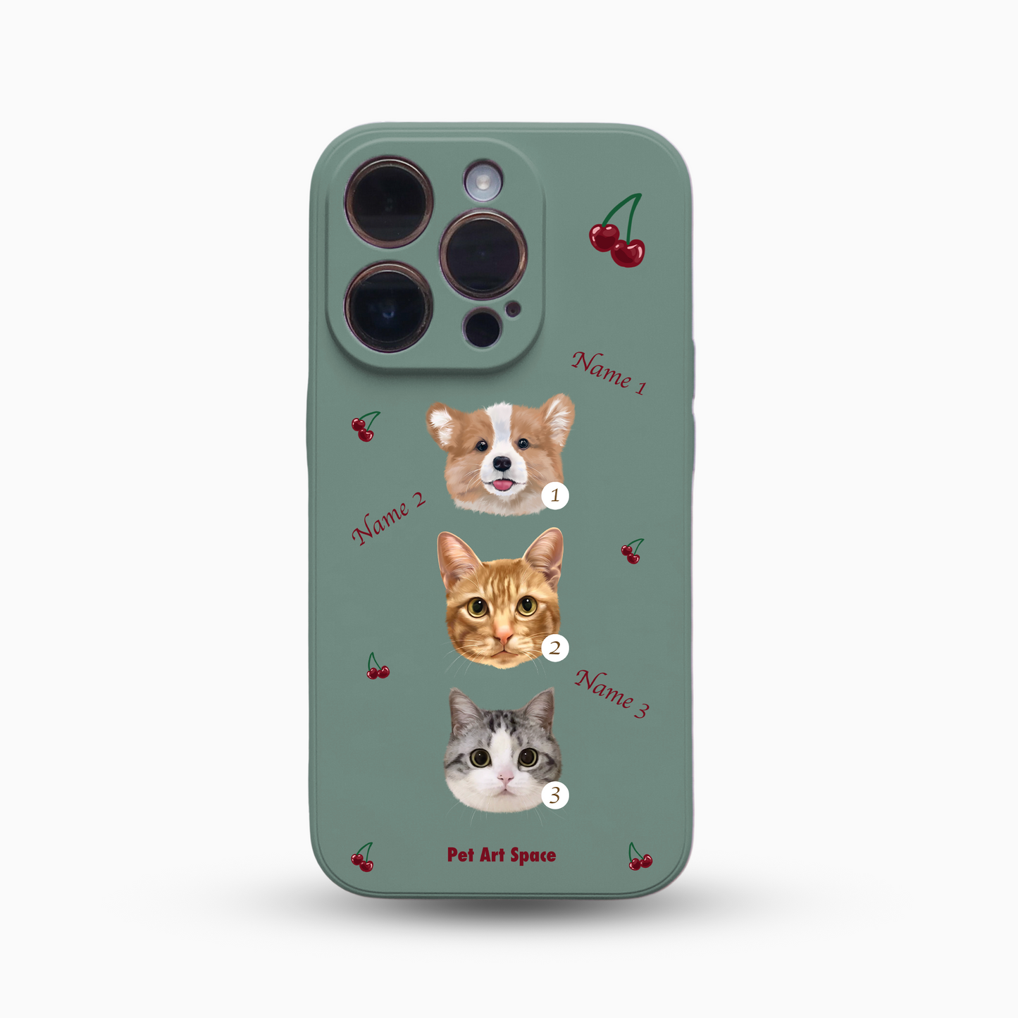 Cherry for 3 Pets - Silicone Case Dark Green