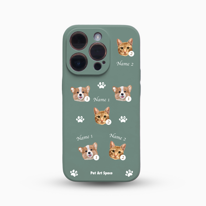 Paws A for 2 Pets - Silicone Case - Dark Green