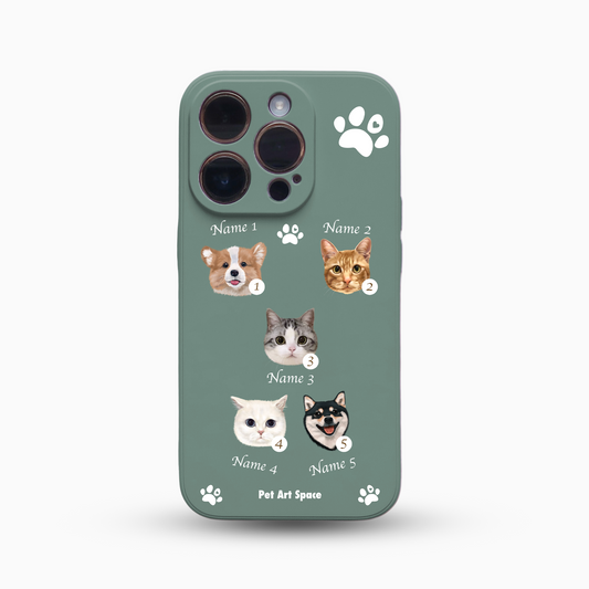 Paws for 5 Pets - Silicone Case - Dark Green