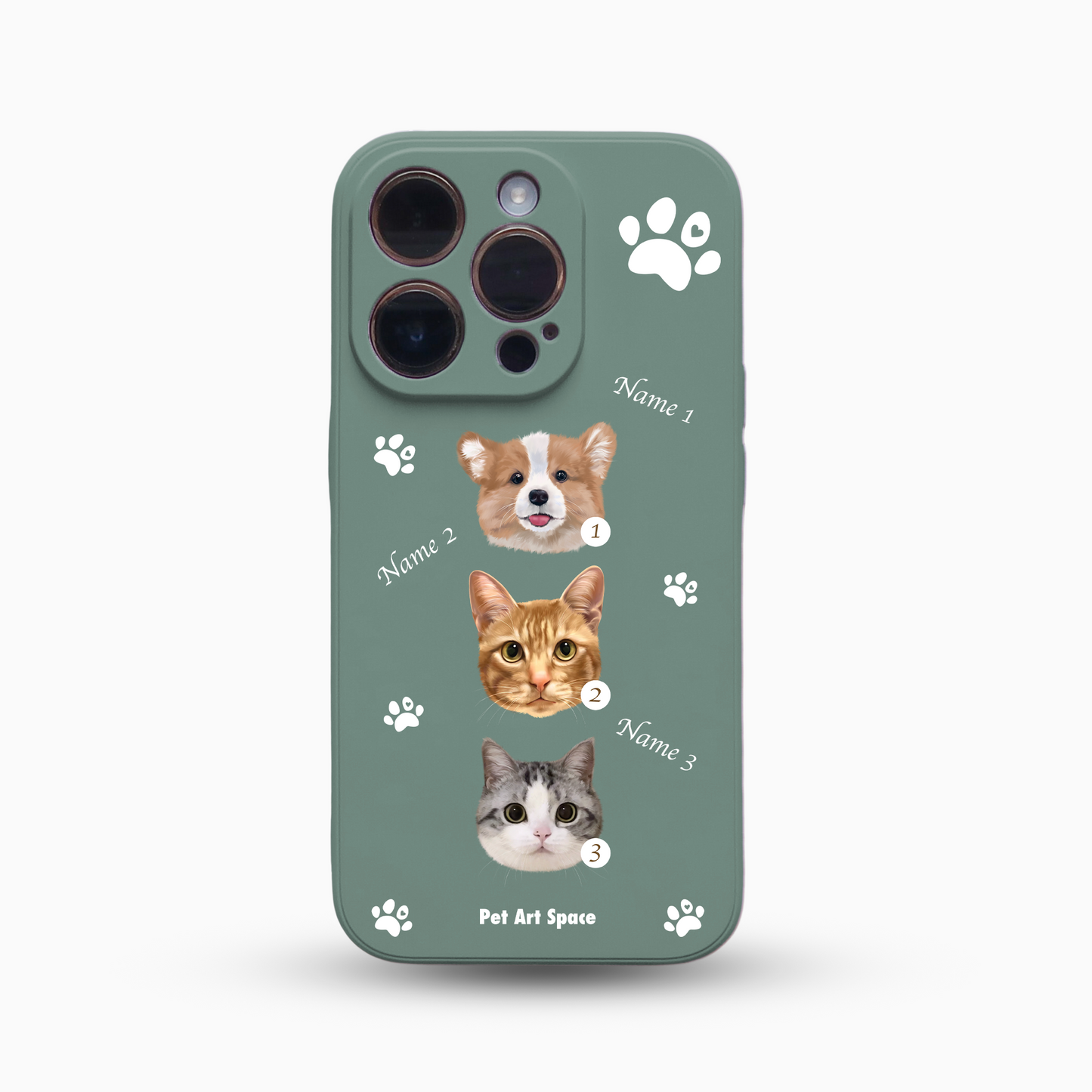 Paws for 3 Pets - Silicone Case - Dark Green