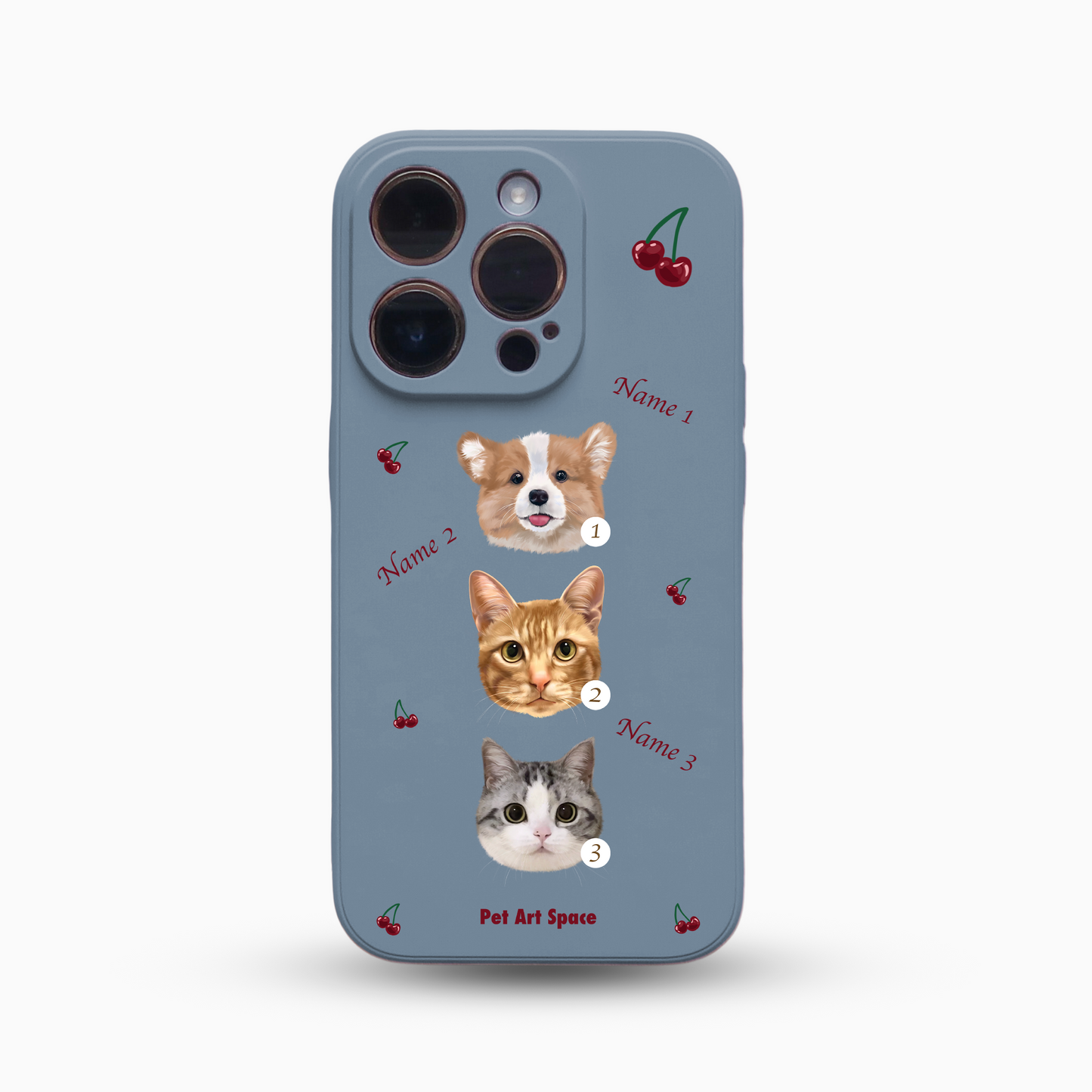 Cherry for 3 Pets - Silicone Case Dusty Blue