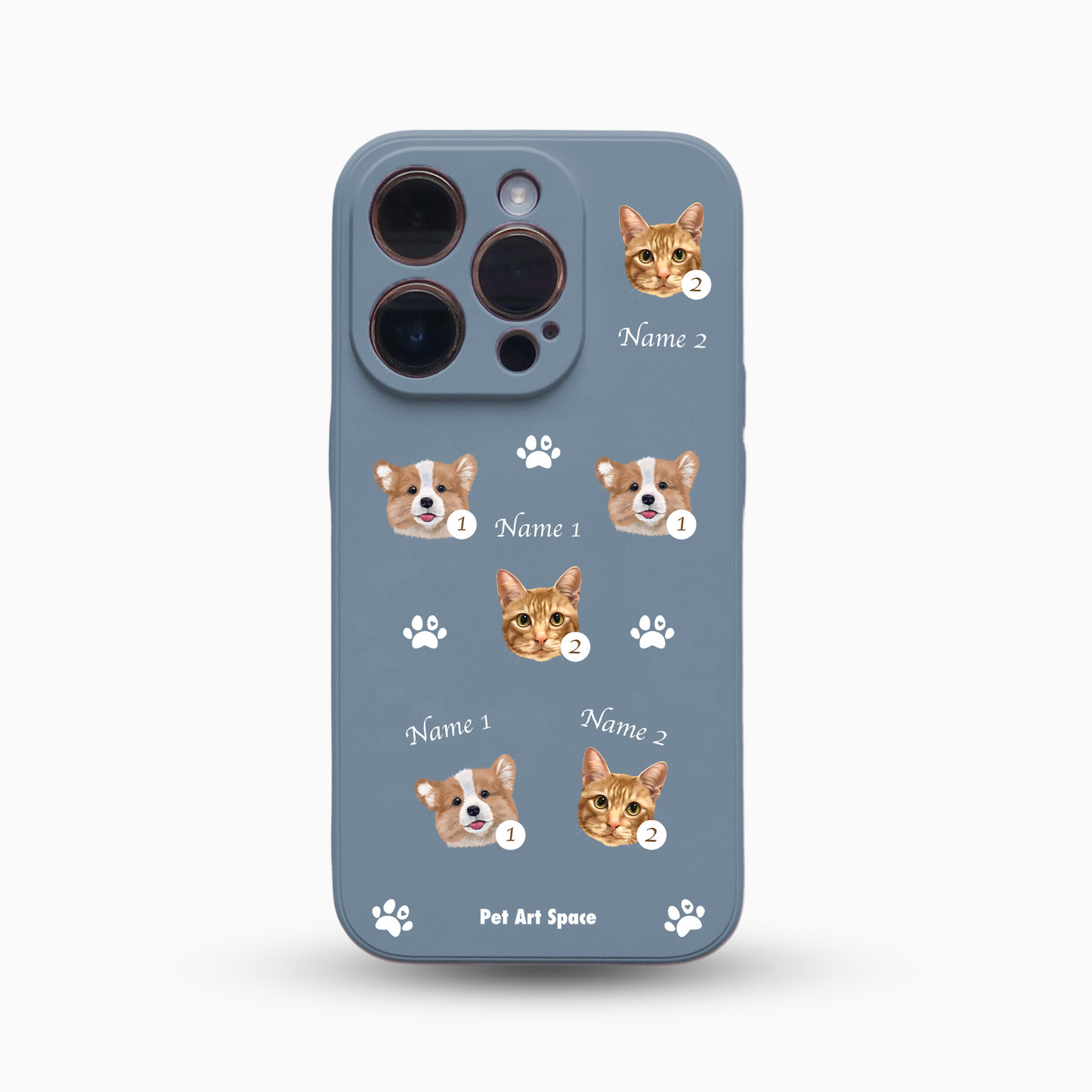 Paws A for 2 Pets - Silicone Case - Dusty Blue
