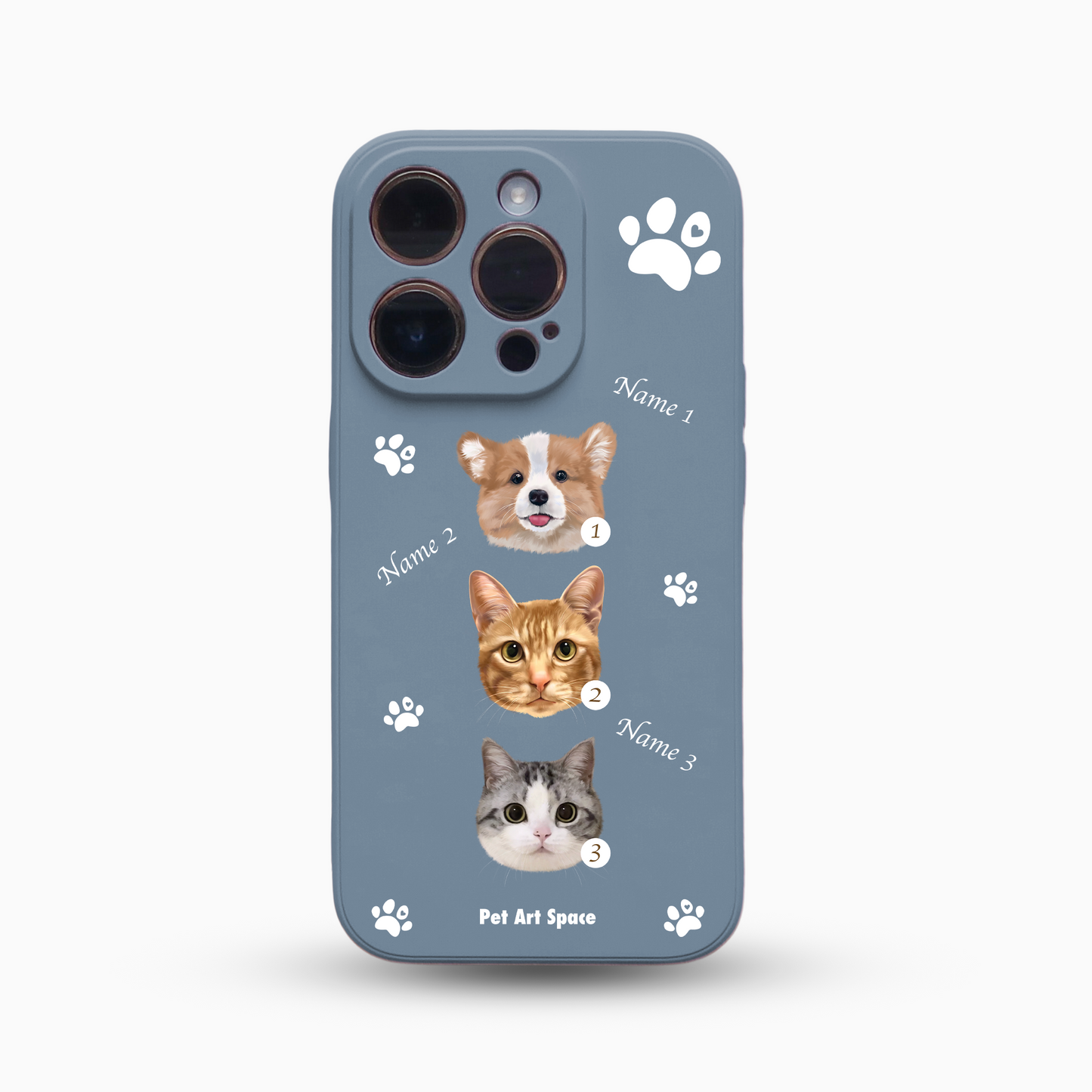 Paws for 3 Pets - Silicone Case - Dusty Blue